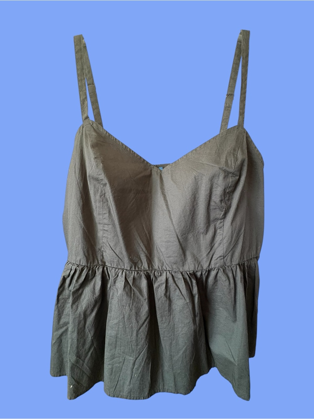 Old Navy Black/Dark Gray Spaghetti Strap Peplum Cami